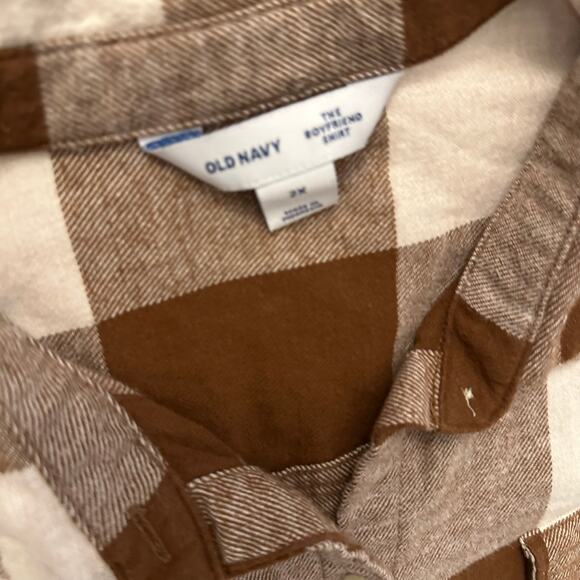 Old Navy Womens Loose Flannel Boyfriend Shirt Desert Floor Brown Plaid 2X - Picture 5 of 8